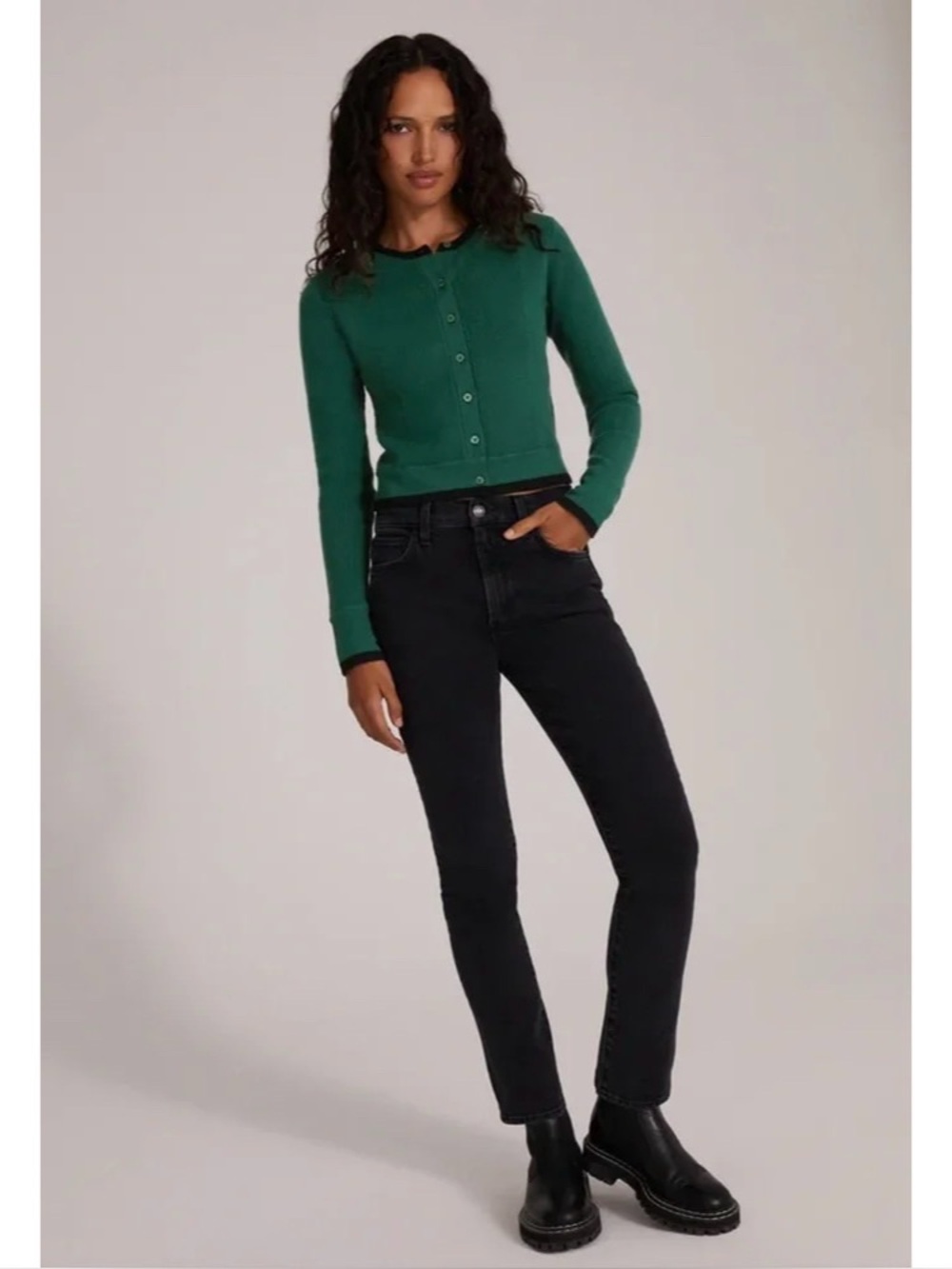 NWT Favorite Daughter The Erin High Rise Slim Straight Jeans in Boulder Black